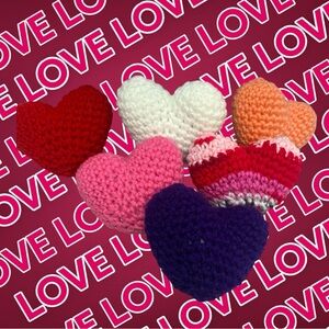 Handmade Crochet Mini heart plushies choose 3 Colors of your choice